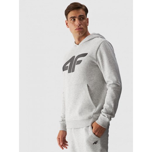 Męska bluza dresowa nierozpinana z kapturem 4F 4FWMM00TSWSM1464 - szara ze sklepu Sportstylestory.com w kategorii Bluzy męskie - zdjęcie 184610687