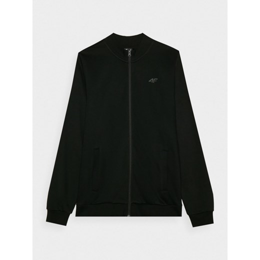 Męska bluza dresowa rozpinana bez kaptura 4F 4FWMM00TSWSM1463 - czarna ze sklepu Sportstylestory.com w kategorii Bluzy męskie - zdjęcie 184610696