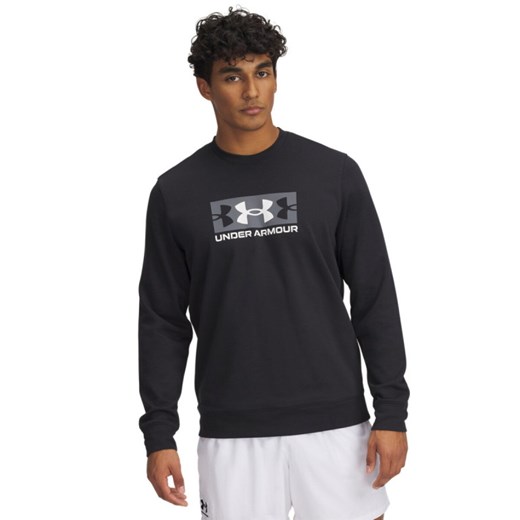 Męska bluza dresowa nierozpinana bez kaptura Under Armour UA Rival Terry Logo Crew - czarna ze sklepu Sportstylestory.com w kategorii Bluzy męskie - zdjęcie 184610747
