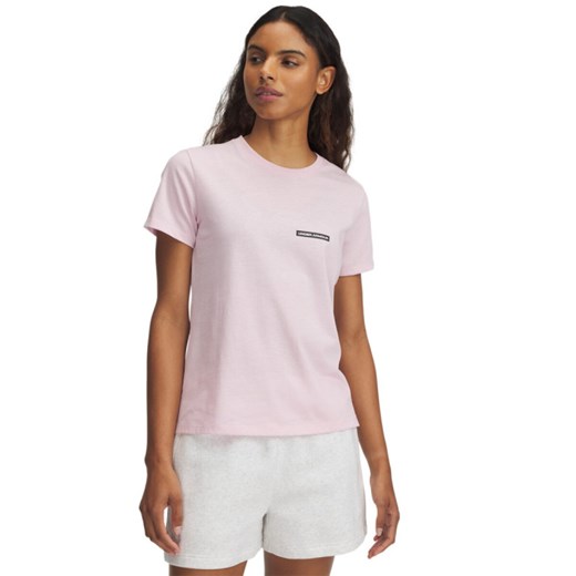 Damski t-shirt z nadrukiem Under Armour UA Rival Outline SS - różowy ze sklepu Sportstylestory.com w kategorii Bluzki damskie - zdjęcie 184610896