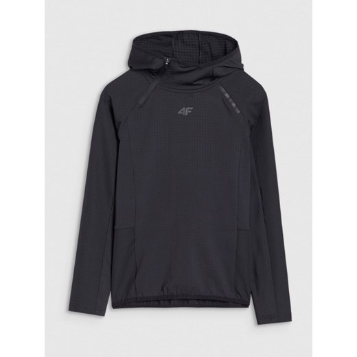 Dziecięca bluza trekkingowa nierozpinana z kapturem 4F 4FJWSS25TFSWU535 - czarna ze sklepu Sportstylestory.com w kategorii Bluzy dziewczęce - zdjęcie 184610956