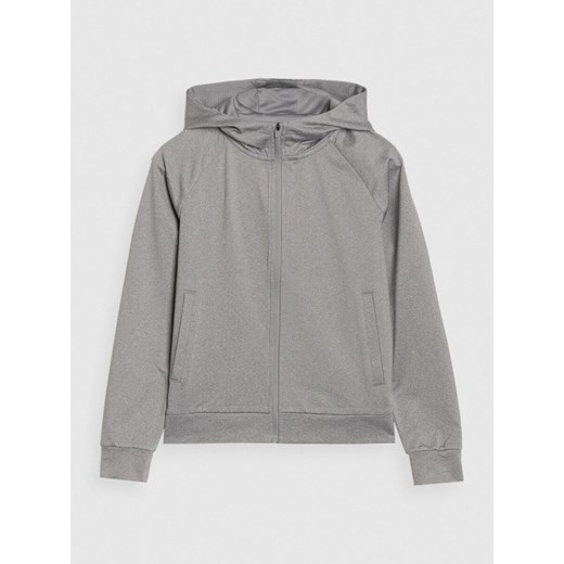 Chłopięca bluza treningowa rozpinana z kapturem  4F 4FJWSS25TFSWM557 - szara ze sklepu Sportstylestory.com w kategorii Bluzy chłopięce - zdjęcie 184611065
