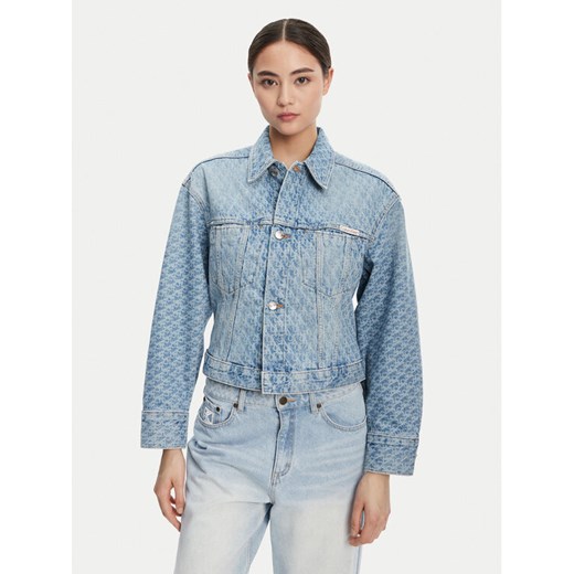 Calvin Klein Jeans Kurtka jeansowa LV047C782G Niebieski Oversize ze sklepu MODIVO w kategorii Kurtki damskie - zdjęcie 184613287