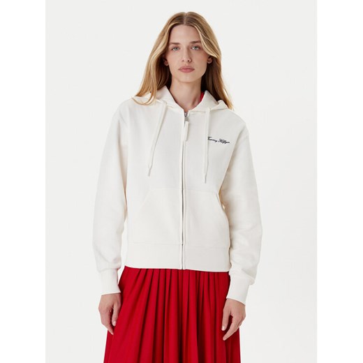 Tommy Hilfiger Bluza Script WW0WW45742 Écru Regular Fit ze sklepu MODIVO w kategorii Bluzy damskie - zdjęcie 184613357