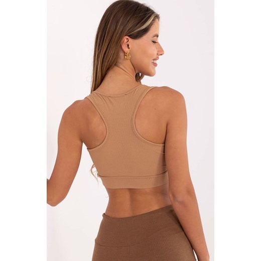 Top damski typu bokserka HG-TP-5445.47, Kolor karmelowy, Rozmiar S, Rue Paris ze sklepu Intymna w kategorii Bluzki damskie - zdjęcie 184614318