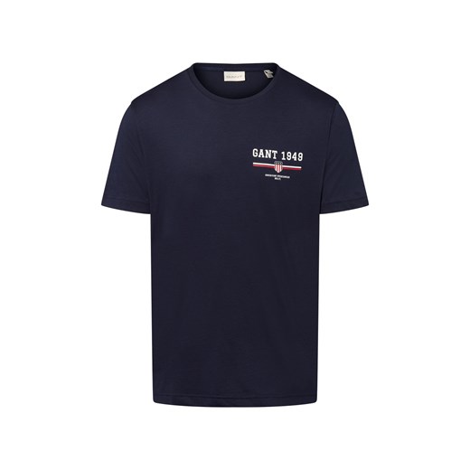 Gant Koszulka męska Mężczyźni Bawełna granatowy jednolity ze sklepu vangraaf w kategorii T-shirty męskie - zdjęcie 184615495
