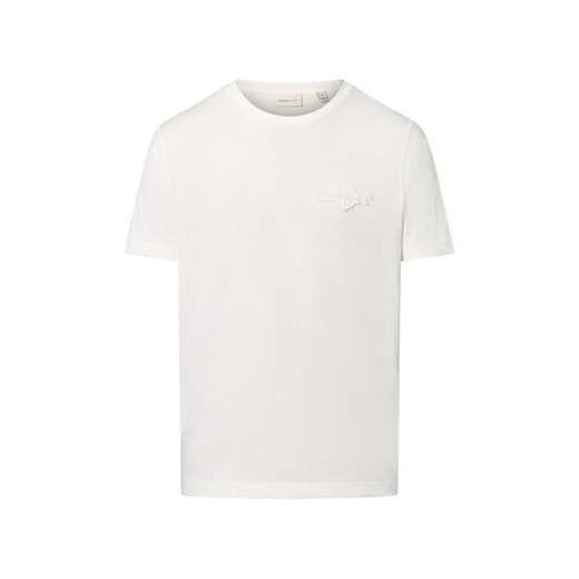 Gant Koszulka męska Mężczyźni Bawełna écru jednolity ze sklepu vangraaf w kategorii T-shirty męskie - zdjęcie 184615497