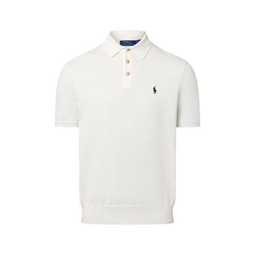 Polo Ralph Lauren Męska koszulka polo z dzianiny Mężczyźni drobna dzianina écru jednolity ze sklepu vangraaf w kategorii Swetry męskie - zdjęcie 184615518
