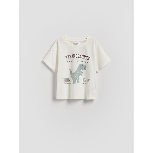 Reserved - Bawełniany t-shirt - złamana biel ze sklepu Reserved w kategorii T-shirty chłopięce - zdjęcie 184615977