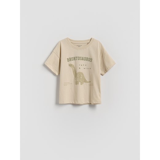 Reserved - Bawełniany t-shirt - kremowy ze sklepu Reserved w kategorii T-shirty chłopięce - zdjęcie 184615979