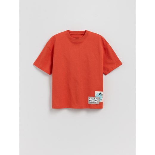 Reserved - Bawełniany t-shirt z nadrukiem - czerwony ze sklepu Reserved w kategorii T-shirty chłopięce - zdjęcie 184616079