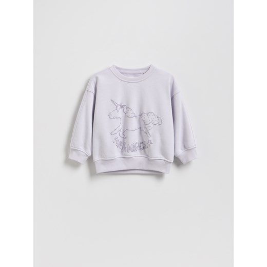 Reserved - Bluza z haftowanym wzorem - lawendowy ze sklepu Reserved w kategorii Bluzy dziewczęce - zdjęcie 184616146