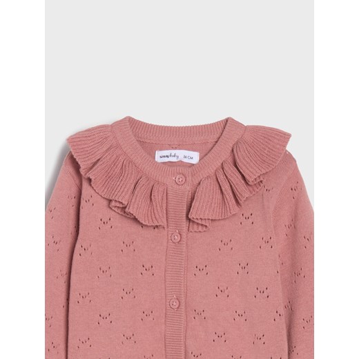 Sinsay - Sweter ażurowy z ozdobną falbaną - begonia Sinsay 80 (9-12 m) Sinsay