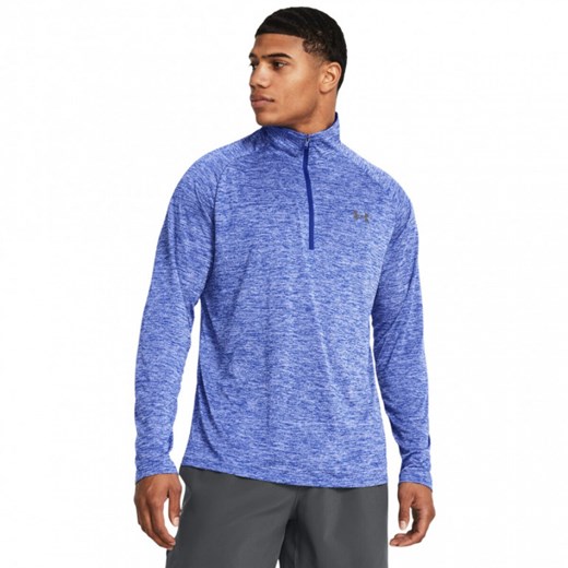 Męska bluza treningowa nierozpinana bez kaptura Under Armour UA Tech 2.0 1/2 Zip - niebieska ze sklepu Sportstylestory.com w kategorii Bluzy męskie - zdjęcie 184618395