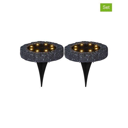 STAR Trading Solarne lampy ogrodowe LED (2 szt.) &quot;Lawnlight&quot; w kolorze czarnym - Ø 11 cm ze sklepu Limango Polska w kategorii Oświetlenie ogrodowe - zdjęcie 184619148