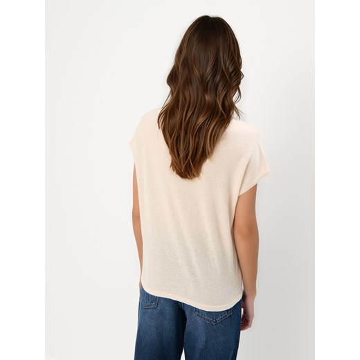 Mohito - Beżowa bluzka z bawełny i lnu - beżowy Mohito XL Mohito