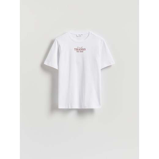 Reserved - T-shirt z nadrukiem - biały ze sklepu Reserved w kategorii Bluzki damskie - zdjęcie 184622219