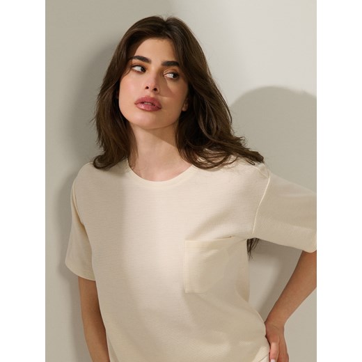 Sinsay - Piżama dwuczęściowa - kremowy Sinsay S Sinsay