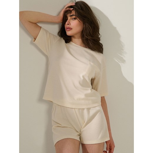 Sinsay - Piżama dwuczęściowa - kremowy Sinsay XL Sinsay