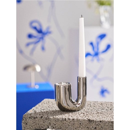 Sinsay - Ceramiczny świecznik w nieregularnym kształcie - srebrny ze sklepu Sinsay w kategorii Dom - zdjęcie 184623108