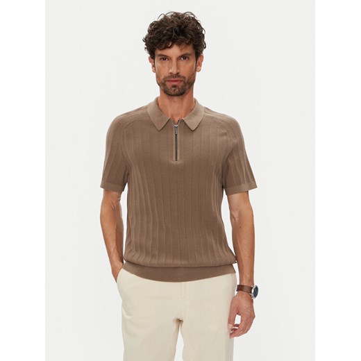 Michael Kors Polo CT560GT469 Brązowy Regular Fit ze sklepu MODIVO w kategorii T-shirty męskie - zdjęcie 184623205