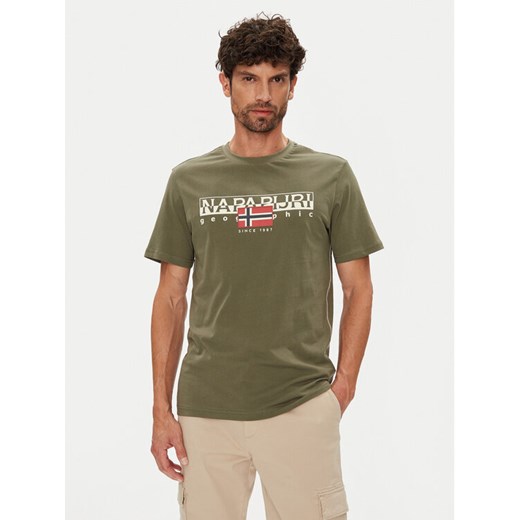 Napapijri T-Shirt S-Aylmer NP0A4HTO Zielony Regular Fit ze sklepu MODIVO w kategorii T-shirty męskie - zdjęcie 184623237