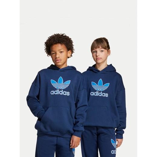 adidas Bluza Trefoil JV8651 Granatowy Loose Fit ze sklepu MODIVO w kategorii Bluzy chłopięce - zdjęcie 184623455