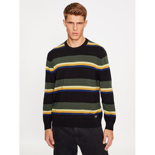 Vans Bluza Tacuba Stripe Crew Sweater VN000F50CM31 Czarny Regular Fit ze sklepu MODIVO w kategorii Bluzy męskie - zdjęcie 184623495