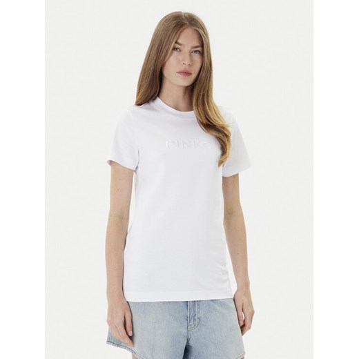 PINKO T-Shirt Start 101752 A2RD Biały Regular Fit ze sklepu MODIVO w kategorii Bluzki damskie - zdjęcie 184623587