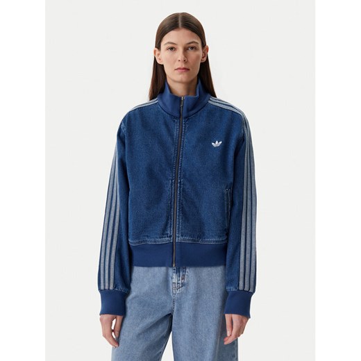 adidas Bluza adicolor Denim JD2570 Niebieski Regular Fit ze sklepu MODIVO w kategorii Bluzy damskie - zdjęcie 184623695