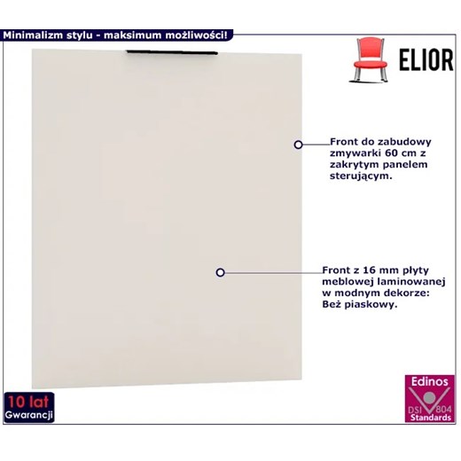 Front do zmywarki z panelem ukrytym 60 cm beż piaskowy T9-D25 Elior One Size Edinos.pl