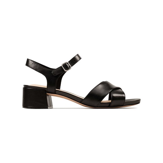 Clarks Skórzane sandały &quot;Sheer35 Strap&quot; w kolorze czarnym na obcasie ze sklepu Limango Polska w kategorii Sandały damskie - zdjęcie 184628826