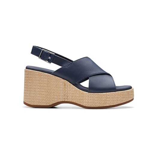 Clarks Skórzane sandały &quot;Manon Wish&quot; w kolorze granatowym na obcasie ze sklepu Limango Polska w kategorii Espadryle damskie - zdjęcie 184628926