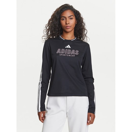 adidas Bluzka Tiro Cut 3-Stripes Mesh JG4085 Czarny Regular Fit ze sklepu MODIVO w kategorii Bluzki damskie - zdjęcie 184629076