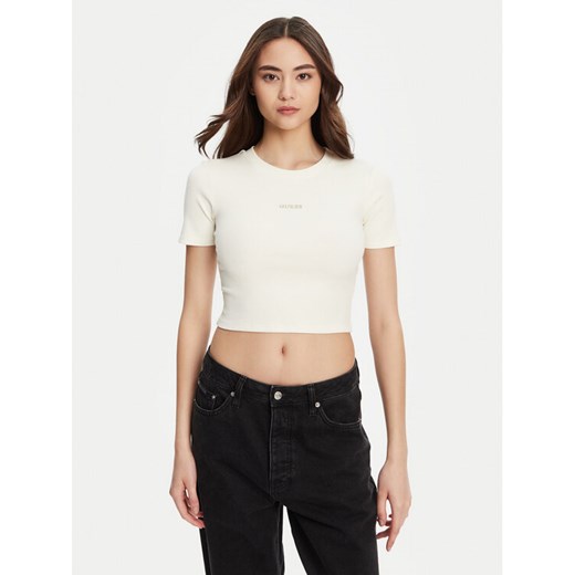 Guess T-Shirt V5YP08 K8RT2 Biały Slim Fit ze sklepu MODIVO w kategorii Bluzki damskie - zdjęcie 184629095