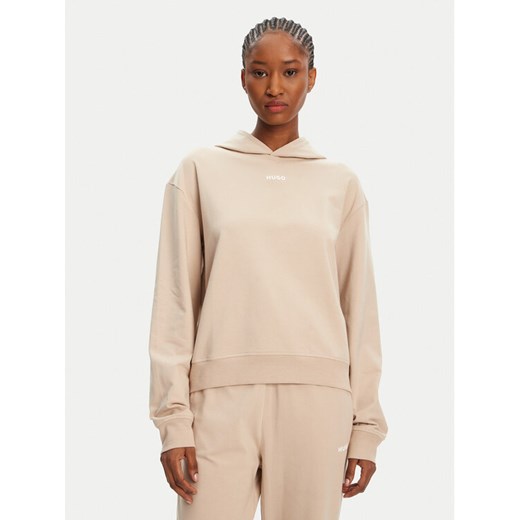HUGO Bluza 50490594 Beżowy Regular Fit ze sklepu MODIVO w kategorii Bluzy damskie - zdjęcie 184629127