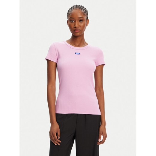 HUGO T-Shirt Easy 50523924 Różowy Slim Fit ze sklepu MODIVO w kategorii Bluzki damskie - zdjęcie 184629138