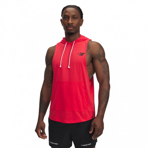 Męski top treningowy z kapturem Under Armour Project Rock SL HD - czerwony ze sklepu Sportstylestory.com w kategorii T-shirty męskie - zdjęcie 184631417