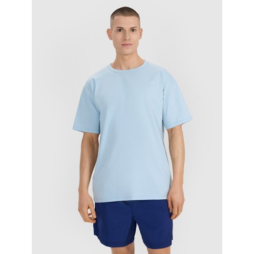 Męski t-shirt oversize 4F 4FRSS25TTSHM2686 - niebieski ze sklepu Sportstylestory.com w kategorii T-shirty męskie - zdjęcie 184631489