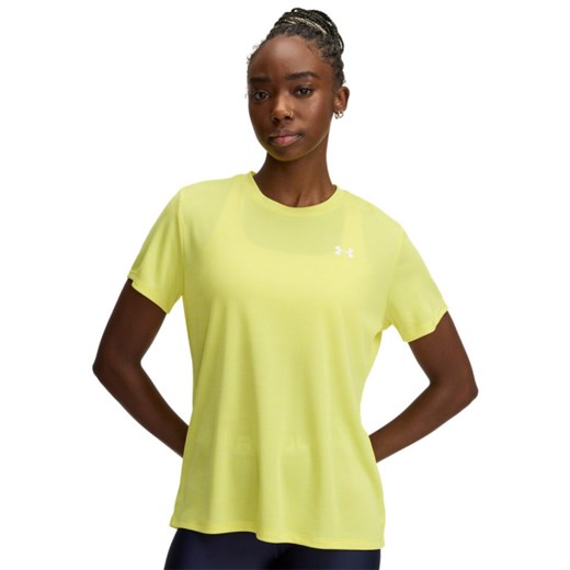 Damska koszulka treningowa Under Armour Tech Textured SSC - żółta ze sklepu Sportstylestory.com w kategorii Bluzki damskie - zdjęcie 184631557