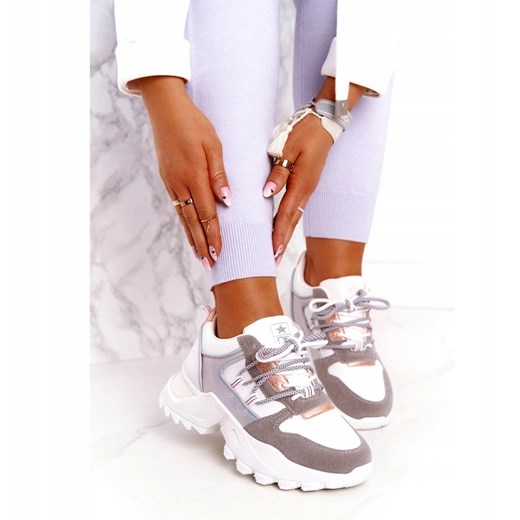 News Buty sportowe damskie sneakersy 21SP26-3973 białe ze sklepu ButyModne.pl w kategorii Buty sportowe damskie - zdjęcie 184632276