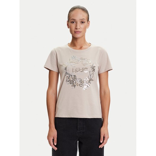 Liu Jo Sport T-Shirt TF5162 JS923 Beżowy Regular Fit ze sklepu MODIVO w kategorii Bluzki damskie - zdjęcie 184632579