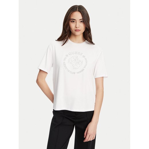 Guess T-Shirt V5YI05 KCOA2 Biały Regular Fit ze sklepu MODIVO w kategorii Bluzki damskie - zdjęcie 184632717