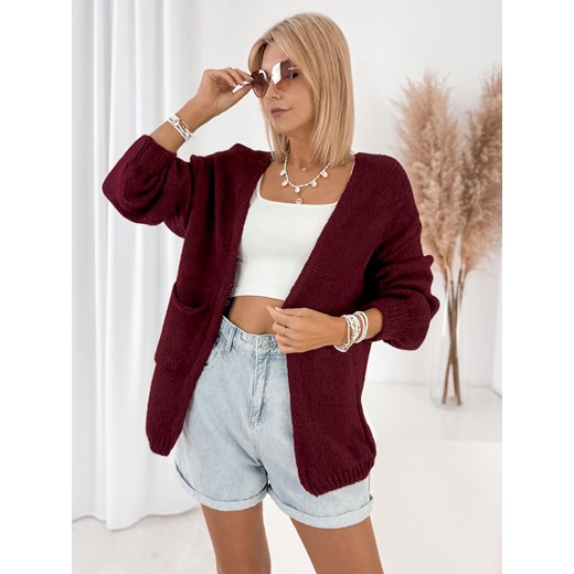 kardigan antila bordowy one size ze sklepu UBRA w kategorii Swetry damskie - zdjęcie 184634186