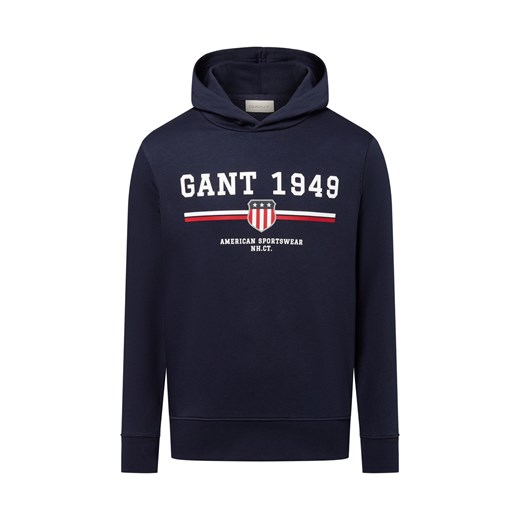 Gant Męski sweter z kapturem Mężczyźni granatowy nadruk ze sklepu vangraaf w kategorii Bluzy męskie - zdjęcie 184635707