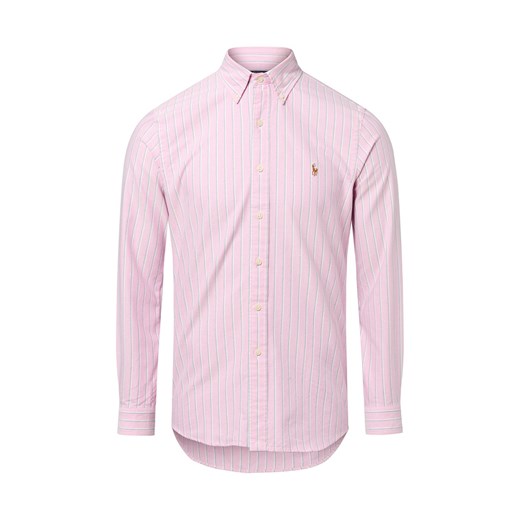 Polo Ralph Lauren Męska koszula casualowa - Custom Fit Mężczyźni Slim Fit Bawełna malinowy w paski ze sklepu vangraaf w kategorii Koszule męskie - zdjęcie 184635715