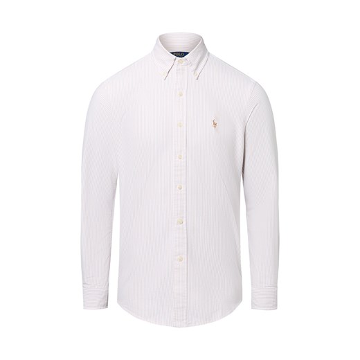 Polo Ralph Lauren Męska koszula casualowa - Custom Fit Mężczyźni Slim Fit Bawełna biały w paski ze sklepu vangraaf w kategorii Koszule męskie - zdjęcie 184635716