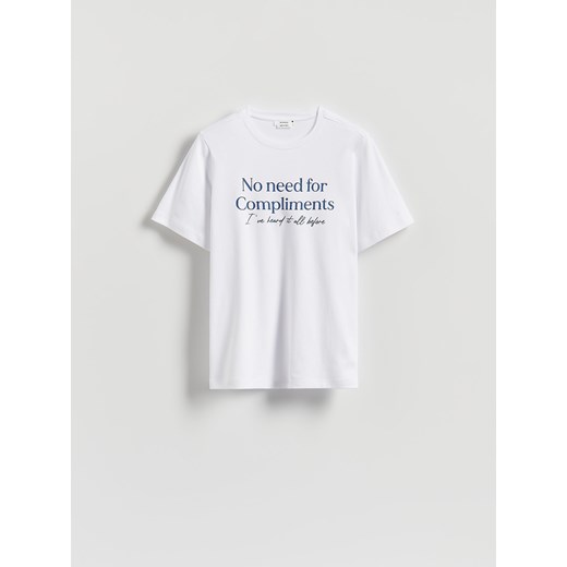 Reserved - T-shirt z nadrukiem - złamana biel ze sklepu Reserved w kategorii Bluzki damskie - zdjęcie 184635769