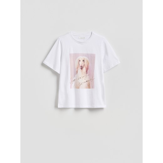 Reserved - T-shirt z nadrukiem - złamana biel ze sklepu Reserved w kategorii Bluzki damskie - zdjęcie 184635916