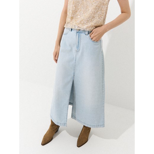 Mohito - Jeansowa spódnica midi - niebieski Mohito 34 Mohito